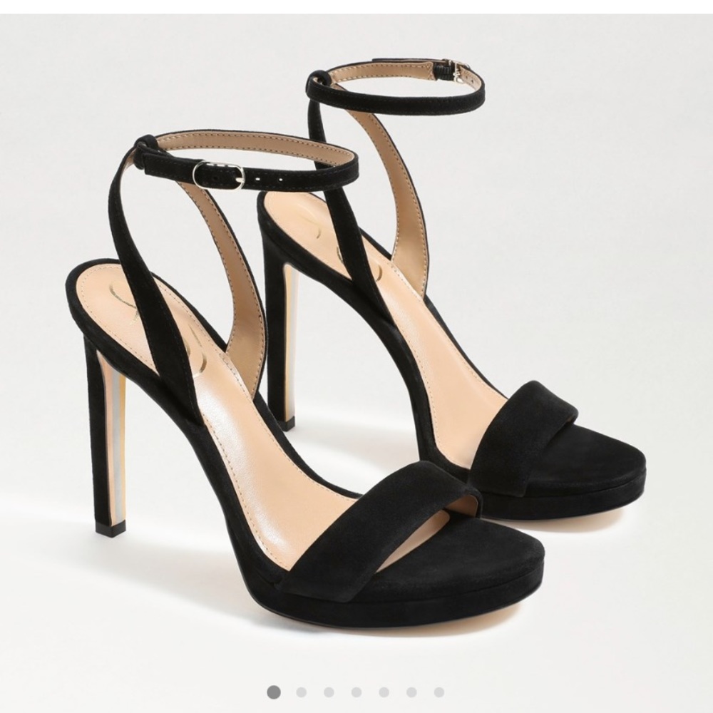 Sam Edelman Jade Ankle Strap Heel - Size 6 - Black Suede